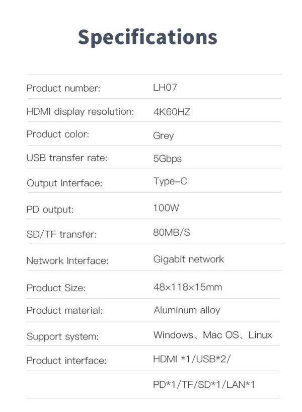 USB-C Adapter 7 in 1 | Mac és Windows kompatibilis | Alu ház | M1 kompatibilis - Image 3